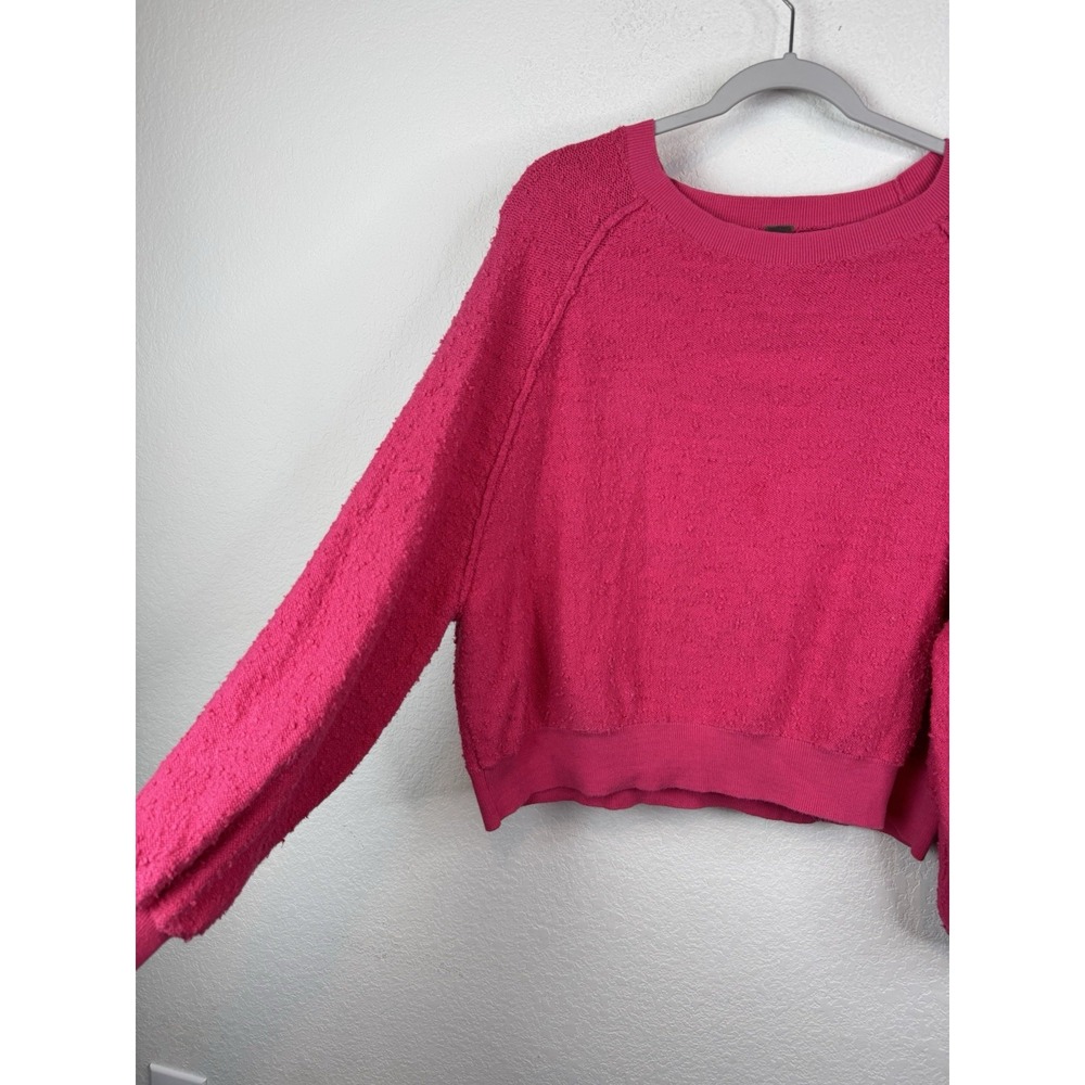 FREE PEOPLE Found My Friend Sweater Boucle Knit Rock Candy Pink Women's S Barbie - Picture 4 of 8